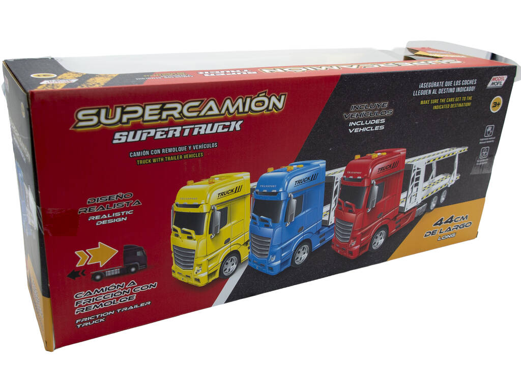 Camion à Friction avec Remorque et 4 Voitures