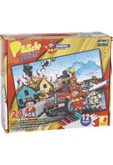 Puzzle à Colorier Pompiers 24 Pièces et 12 Feutres 89,5 x 82,5 cm