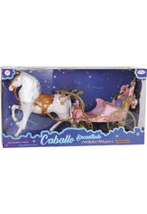 Caballo M�gico Melena con Carroza Rosa.