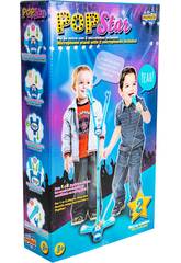 Juguete Musical Pop Star Rosa Con 2 Micrófonos Luces y Pie Ajustable 60-104cm