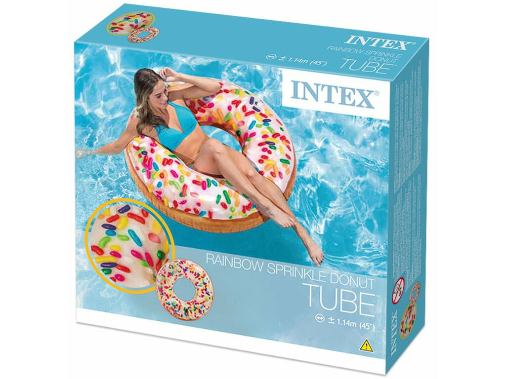 Aufblasbarer Schwimmreifen Weißer Donut von 114 cm Intex 56263