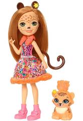Enchantimals Cherish il Ghepardo Bambola e Cucciolo Mattel FJJ20