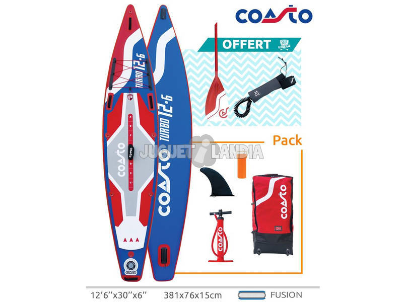 Planche Paddle Surf Gonflable Coasto Turbo 381 x 76 cm 