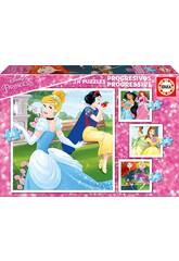 Puzzle Progressivos 12-16-20-25 Princesas Disney Educa 17166