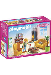 Sala de estar Playmobil com lareira