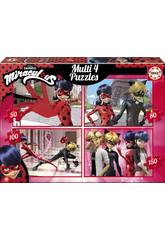 Puzzle Multi 4 50 - 80 - 100 - 150 Ladybug Educa 17466