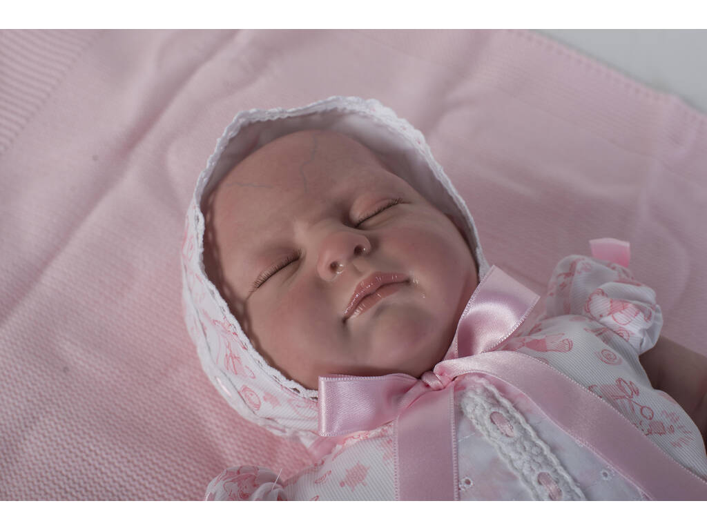 Muñeca Reborn Baby 52 cm Vestido Ojos Cerrados Berbesa 5302