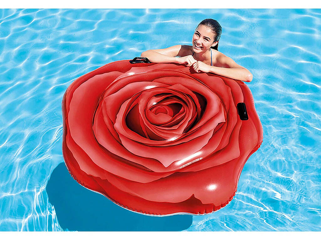 Flotador Hinchable Rosa Roja Realista 137x132 cm. Intex 58783