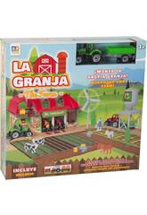 La ferme avec figurines, tracteur avec remorque et accessoires Vert