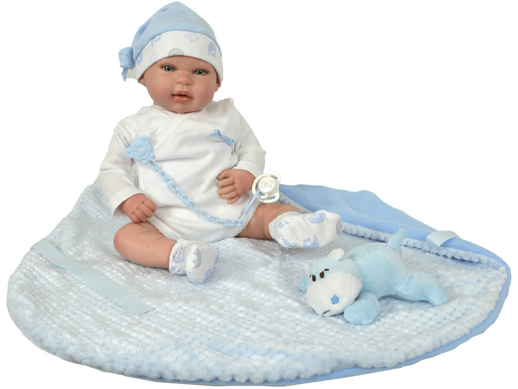 Bambola Bebè Reborn Blu Joel 45 cm. con Coperta Arias 98021