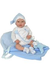 Blaue Reborn Baby Puppe Joel 45 cm mit Decke Arias 98021