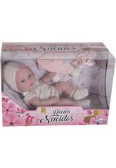 B�b� 25 cm. avec V�tements au Crochet Roses et Blancs