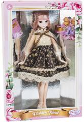 Poupe Style Japonais 29 cm. Jupe Noire  Fleurs