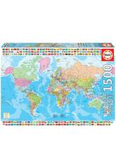 Puzzle 1500 Mapa do Mundo Poltico Educa 18500