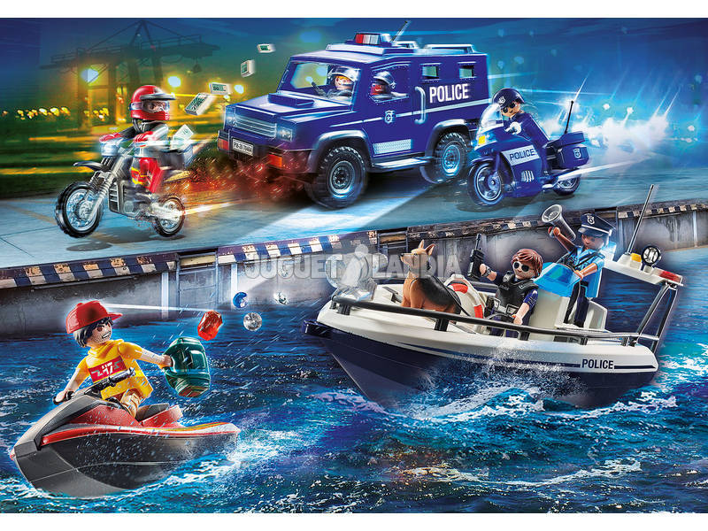 Playmobil Patrulla Policía Guardacostas y Ladrón en Moto de Agua 70463
