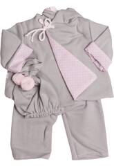 Robe Poup�e 46 cm. Veste R�versible Grise/Rosa Asivil 3184080