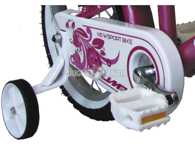 Bicicleta 14 Diana Cor-de-rosa e Branca com Cesto e Assento para Boneca Umit 1471-35
