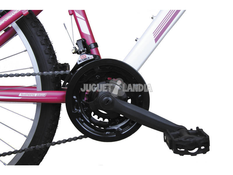 Bicicleta XR-240 Rosa y Blanca con Cambio Shimano 18v y Cesta Umit 2471CS-35