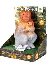 Mundo Animal Figura Macaco com Macaquinho 14 cm.