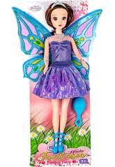 Poupée Fée 30 cm. Robe Violette et Argentée