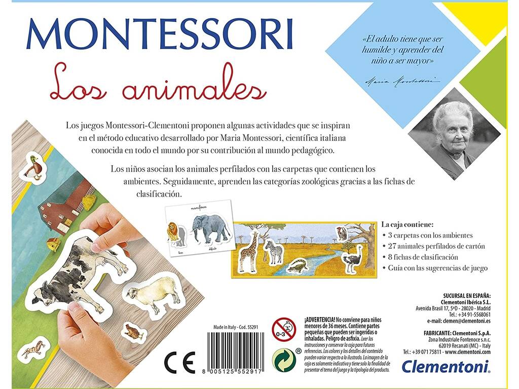 Gioco Educativo Montessori Gli Animali di Clementoni 55291.7