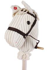 Peluche Testa Cavallo Con Bastone e Suono 100 Cm. Bianco