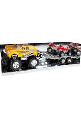 Voiture de Friction 4x4 avec Remorque et Quad Jaune
