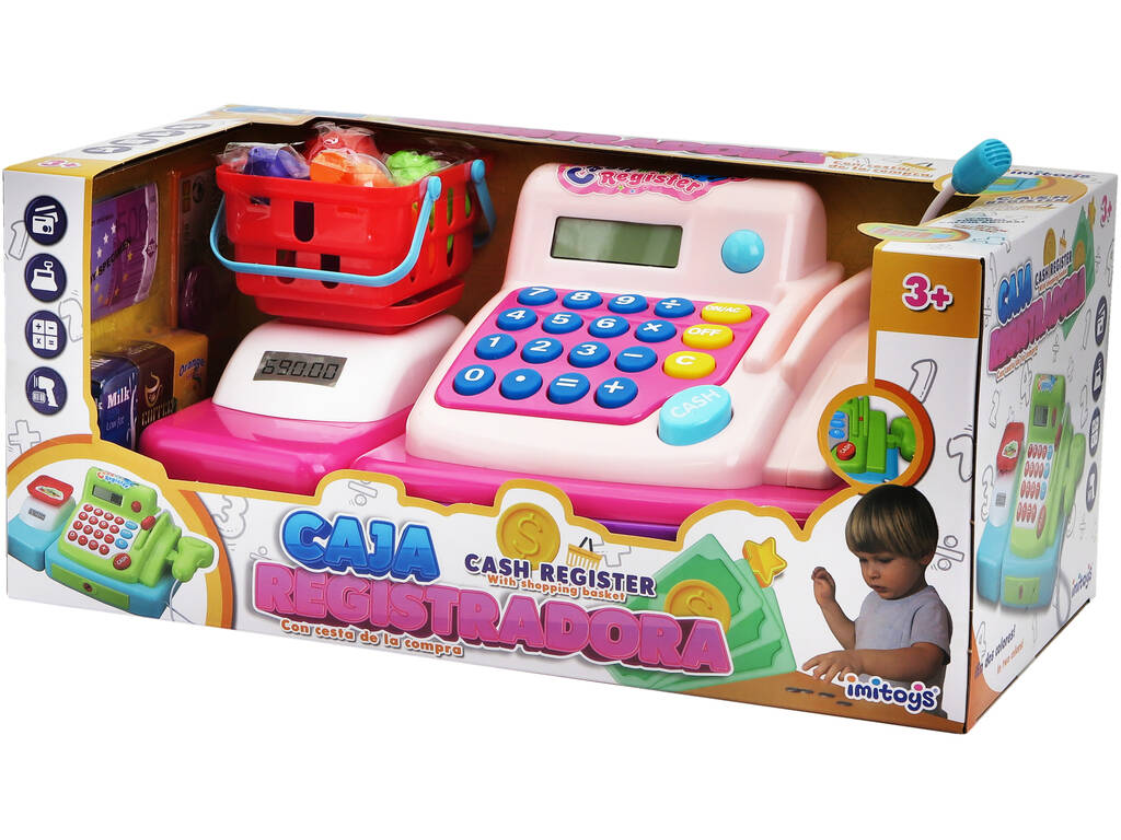 Caja Registradora Rosa 34 cm. con Cesta Comida