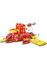 Caserne de Pompiers avec 5 Véhicules Die Cast