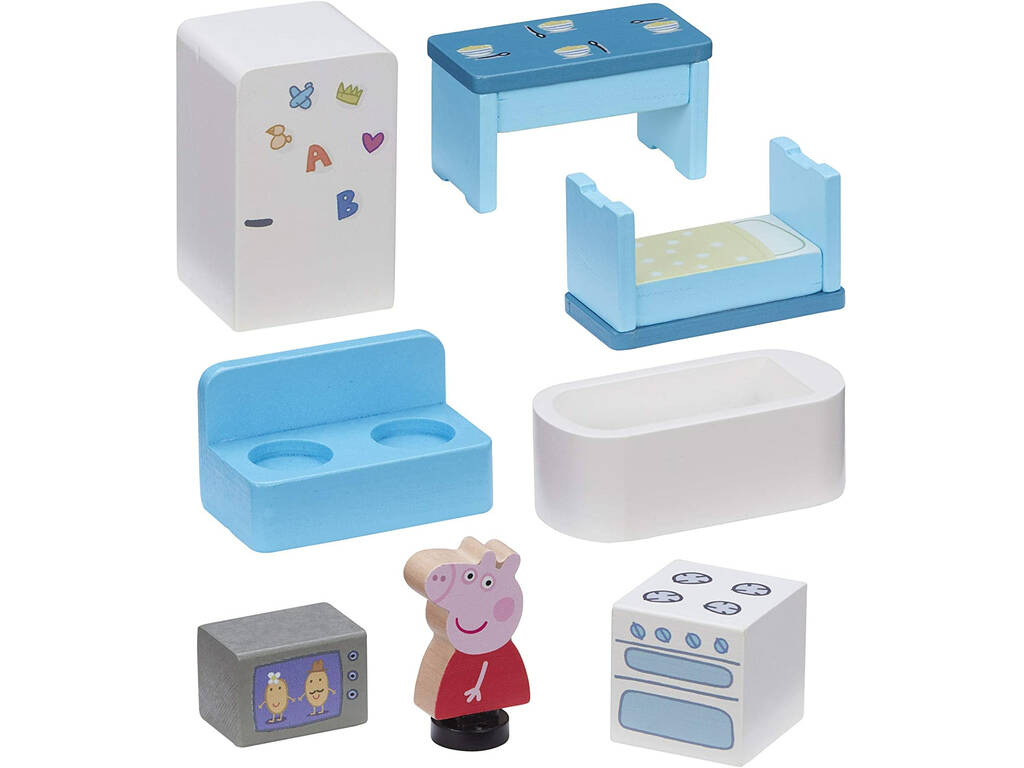 Peppa Pig A Casa de Madeira com Figura e Mobiliário Bandai CO07213 -  Juguetilandia