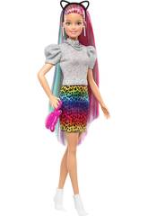 Barbie Cheveux Arc en Ciel Guépard Mattel GRN81