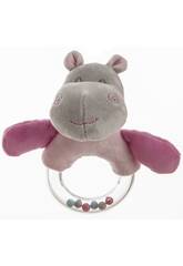 Chocalho Hippo Rosa Plstico Bolinhas 14 cm. Criaes Llopis 25570