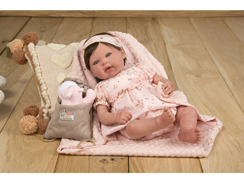 Bambola Reborn Esther 45 cm. con Coperta, Peluche e Borsa Multiuso Arias 98083