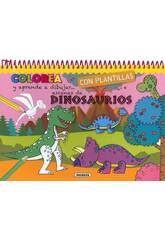 Colorier et apprendre à dessiner avec les pochoirs dinosaures Susaeta S3396002