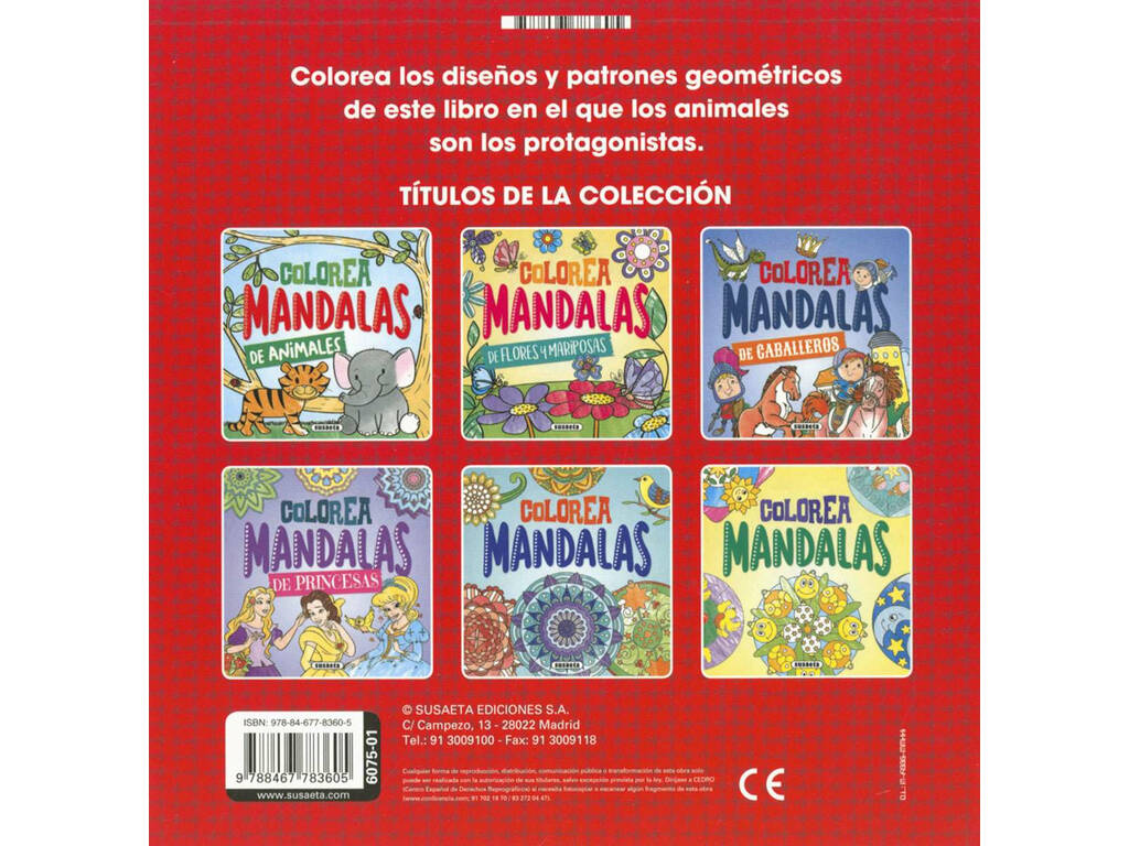 Colorea Mandalas Animales Susaeta S6075001