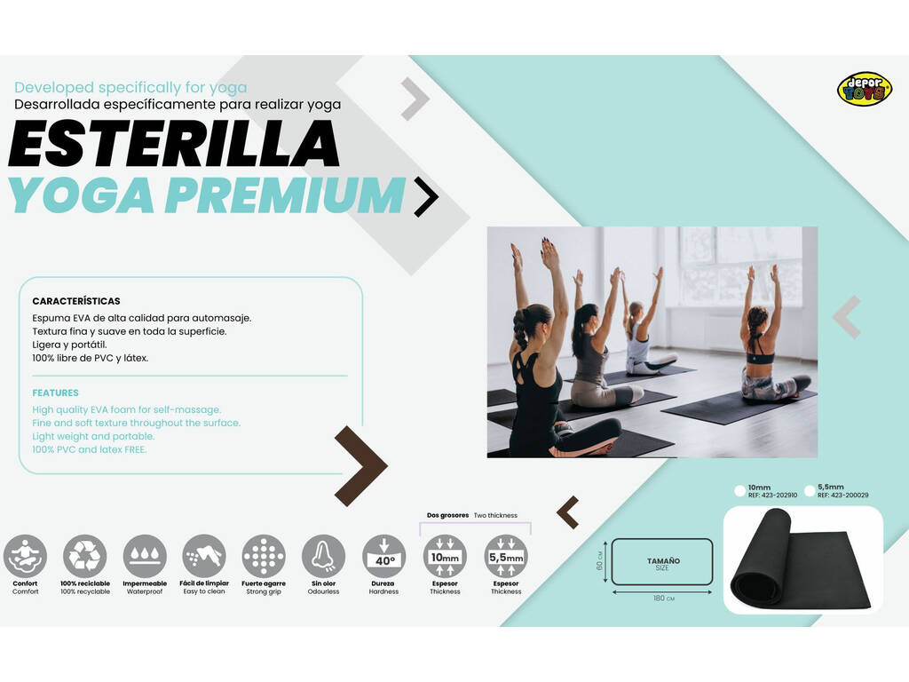 Esterilla Yoga Premium 600x1800x10 mm. Dureza 45°