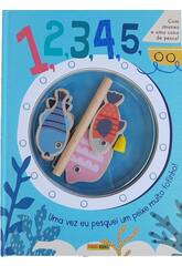 Livro Infantil de Pesca 1,2,3,4,5, Peixes com Ímanes e Cana de Pescar