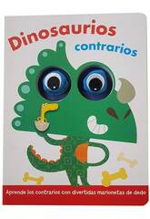 Livre pour enfants avec marionnettes à doigt Dinosaures contraires