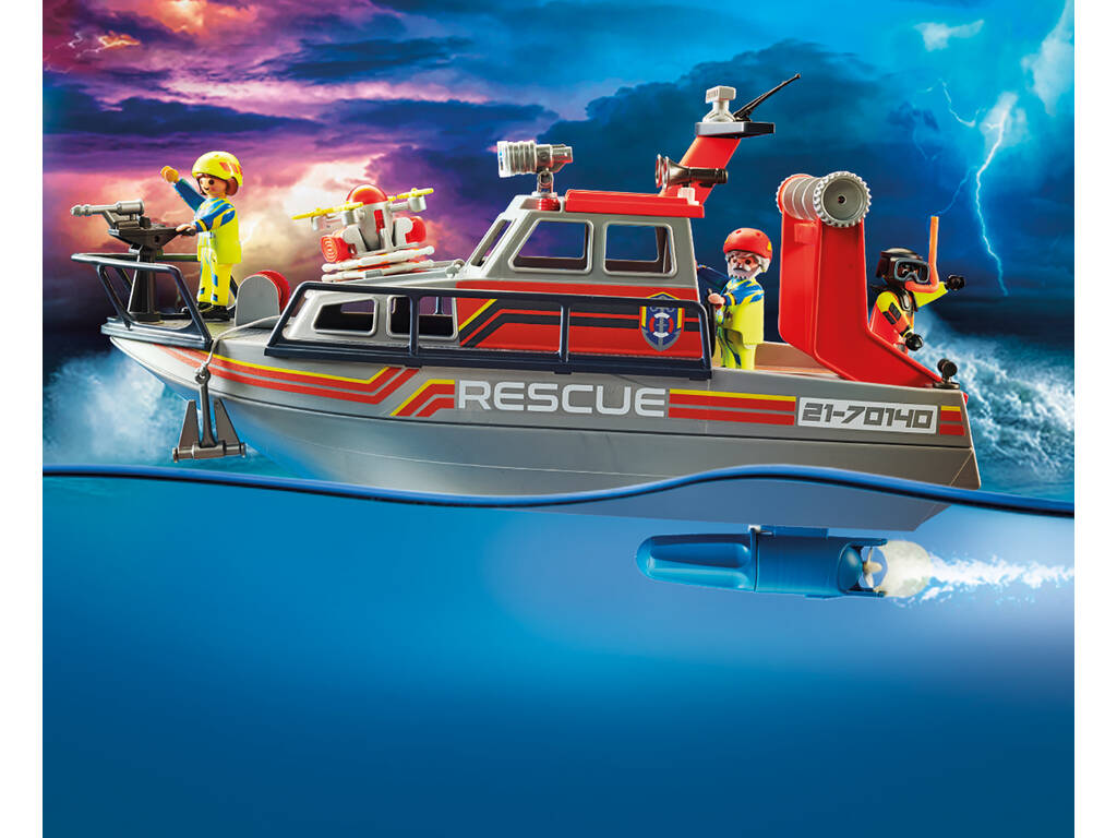 Playmobil Salvataggio in mare Operazione Antincendio con Barca di Salvataggio 70140