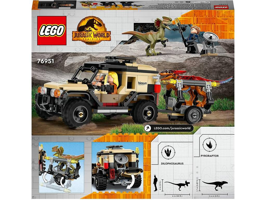 Lego Jurassic World Pyrorraptor et Dilophosaurus Transport 76951