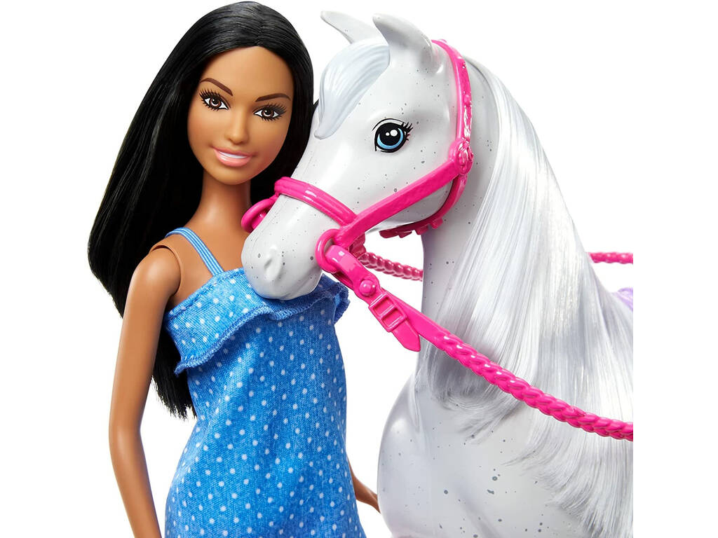 Barbie Brünette Barbie Reitzeit mit Pferd Mattel HCJ53