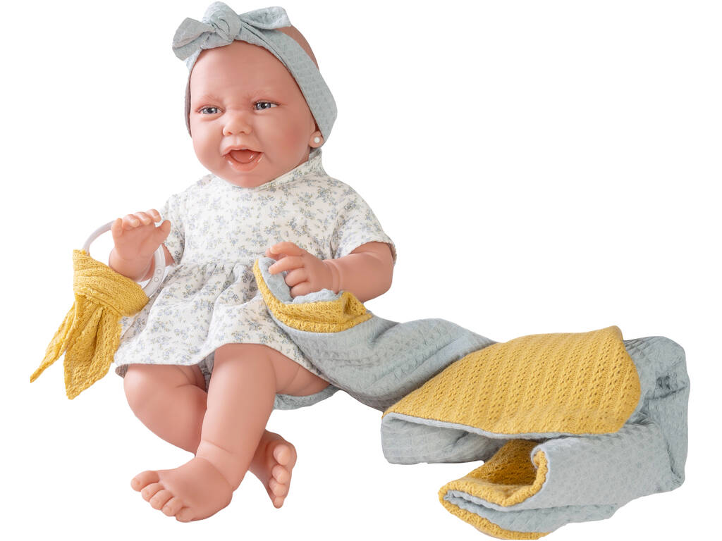 Bambola neonata Carla con coperta e orecchini 42 cm. Antonio Juan 33229