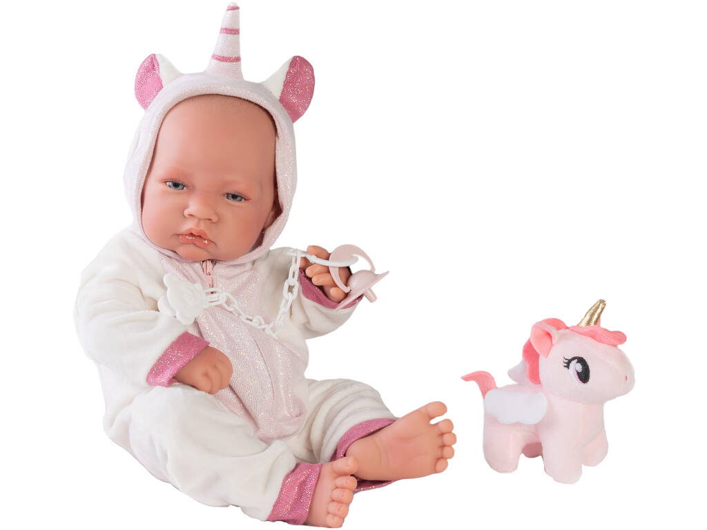 Bambola neonata con costume da unicorno 42 cm. Antonio Juan 50268