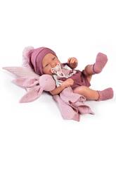 Neugeborene Puppe mit Dou Dou Bunny und Sternenkissen 42 cm. Antonio Juan 50269