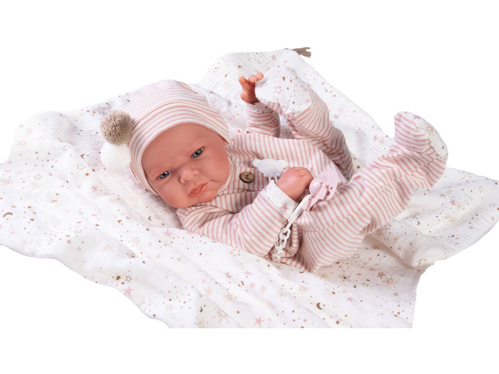 Neugeborene Puppe Lea Decke Sterne 42 cm. Antonio Juan 50276