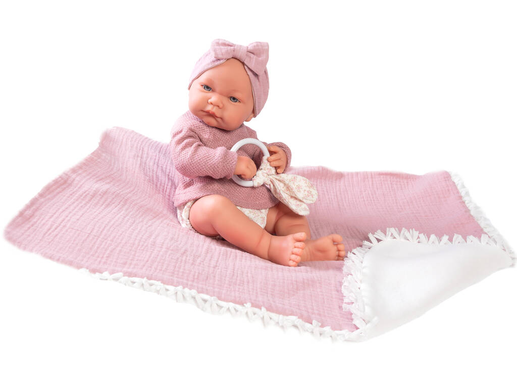 Nica Neugeborenen Puppe mit Beißring und Decke 42 cm. Antonio Juan 50278