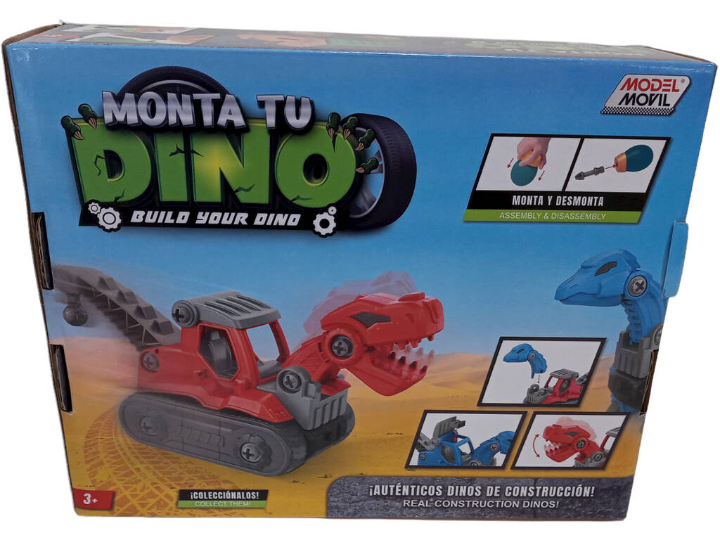 Monta Tu Dino Vehículo Bola Derribo Rojo y Gris con Herramienta