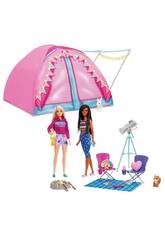 Barbie ¡Vamos de Camping! Malibú y Brooklyn con Tienda de Campaña Mattel HGC18