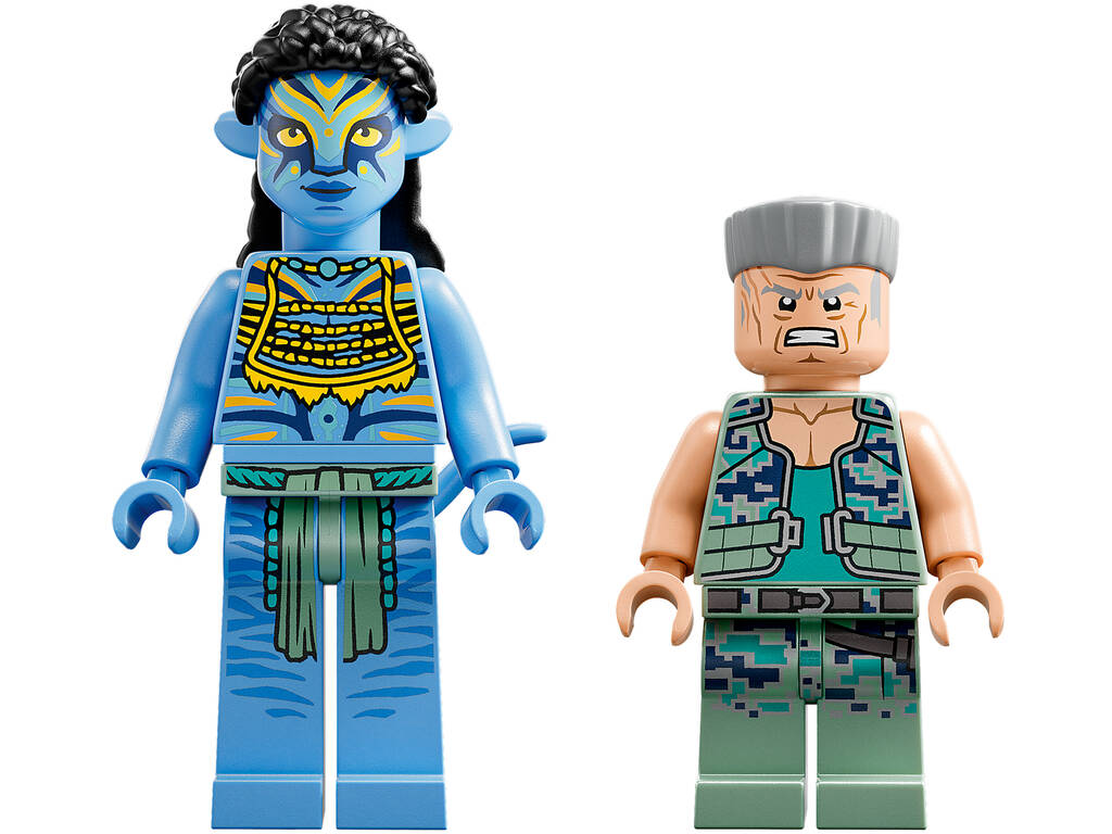 Lego Avatar Neytiri et Thanator contre Quaritch avec l'armure AMP 75571