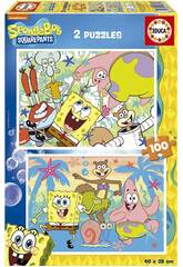 Puzzle 2x100 SpongeBob Educa 19389